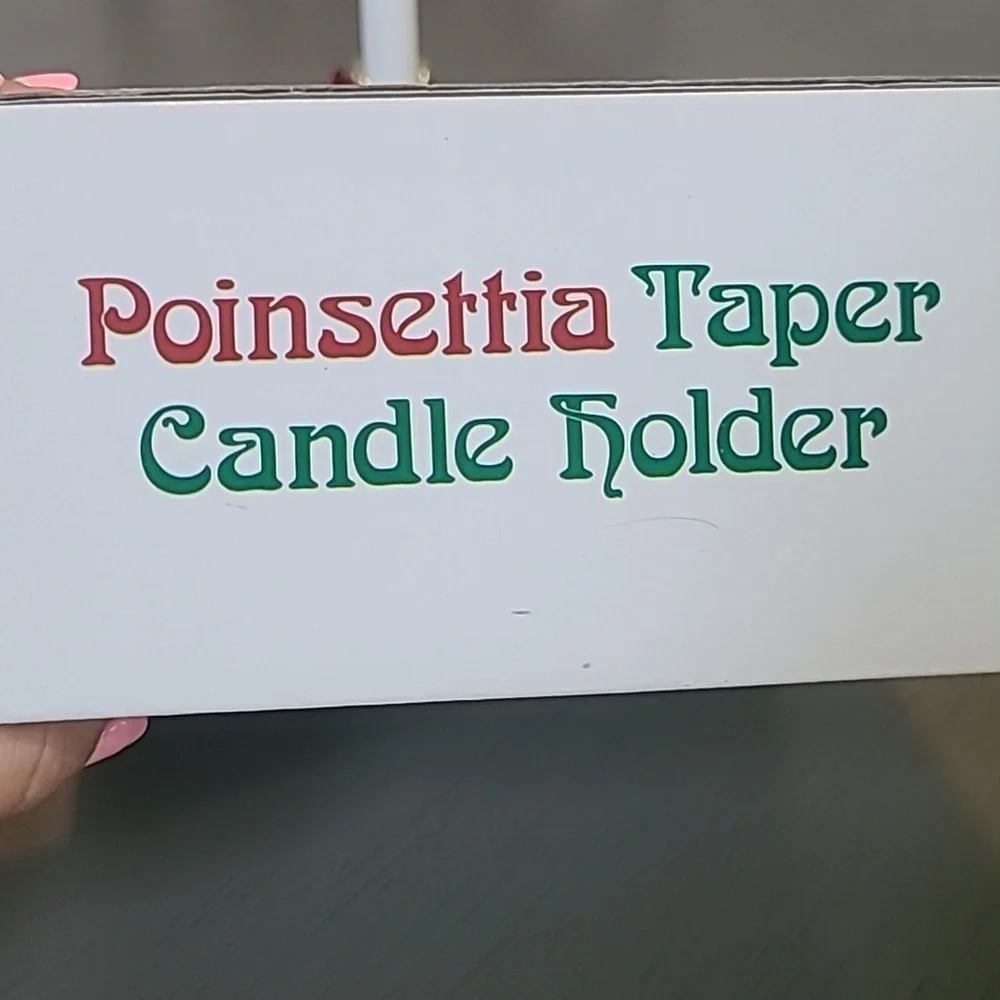 Department 56 Red and Green Poinsettia Metal Candle Holder